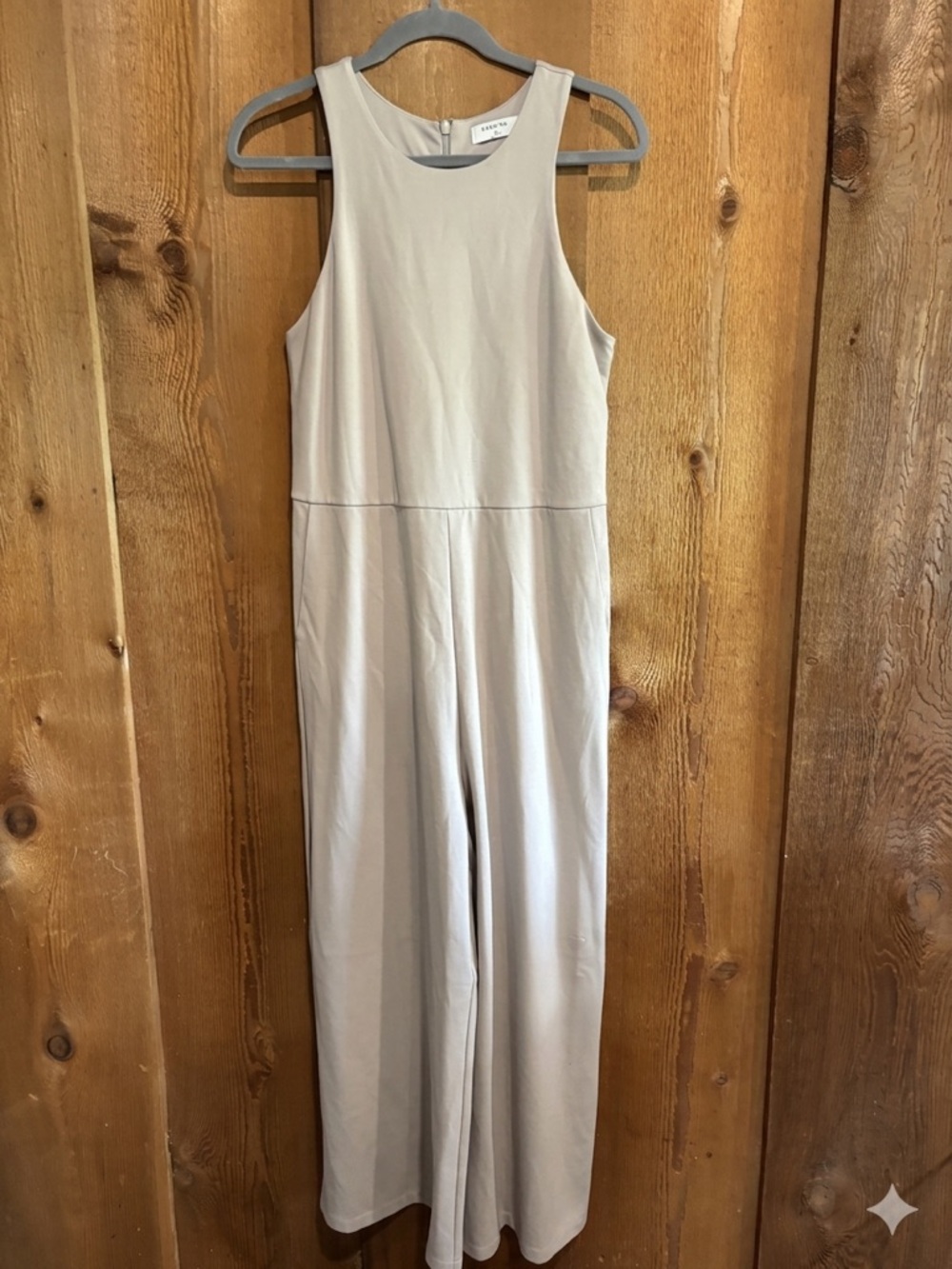 Aritzia Babaton Sleeveless Wide-Leg Jumpsuit in Light Beige - Size 8 - Picture 2 of 4